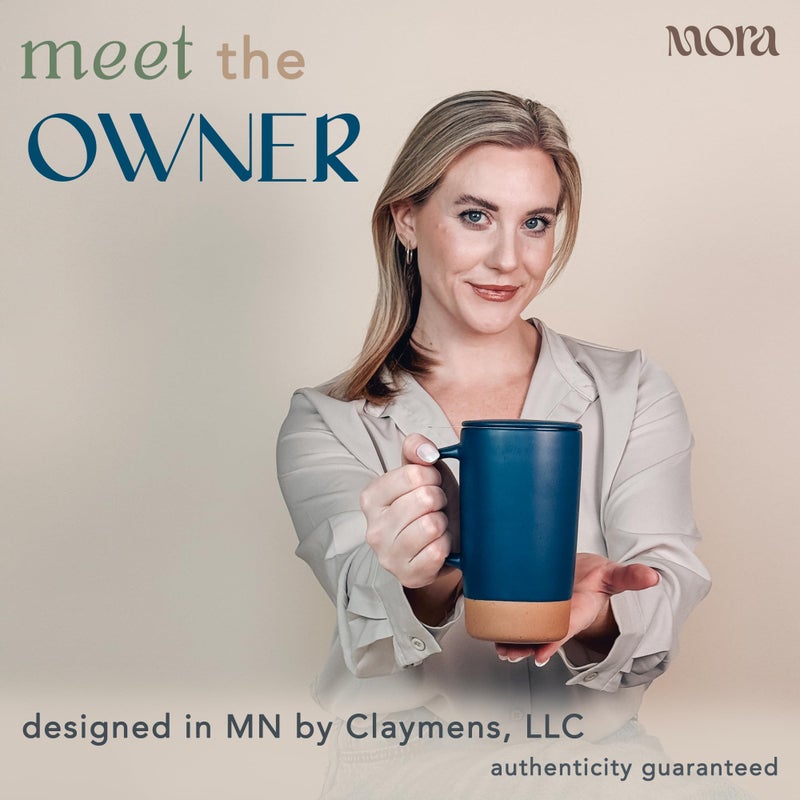 Mora Ceramics Large Tea Mug with Loose Leaf Infuser and Ceramic Lid, 18 oz, Portable, Microwave and Dishwasher Safe, Tall Coffee Cup - Rustic Matte Ceramic Glaze, Modern Herbal Tea Strainer, Deep Blue - Image 4